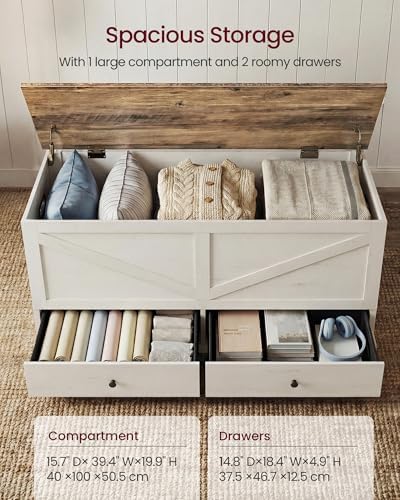VASAGLE Storage Chest with 2 Fabric Drawers, 15.7 x 39.4 x 19.9 Inches