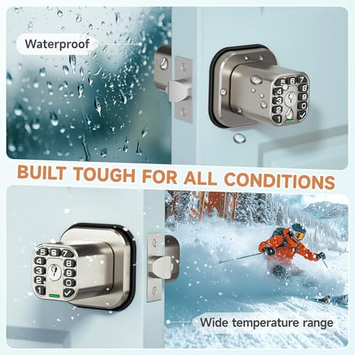 Richelock Square Door Knob with Keypad, Keylees Entry Door Lock with Cylinder...