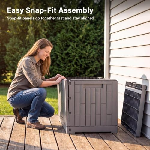 EAST OAK Outdoor Storage Box, 80 Gallon Deck Box, Waterproof Resin Storage Bi...