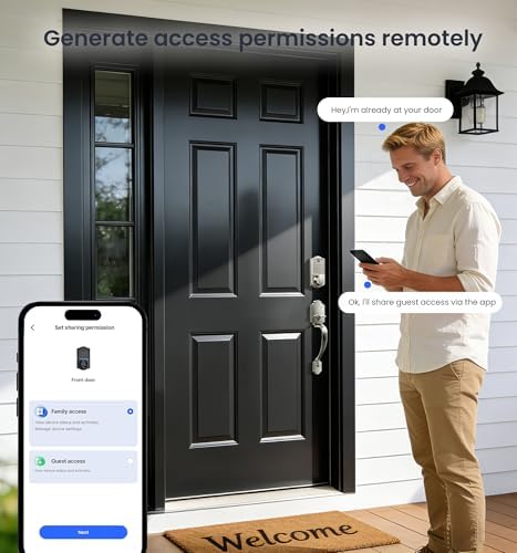 Veise VE017-H 8-in-1 Fingerprint Smart Front Door Lock Set, Satin Nickel