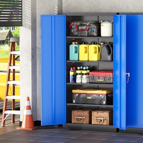INTERGREAT Metal Garage Storage Cabinet with Lock, 72" Storage Cabinet w...