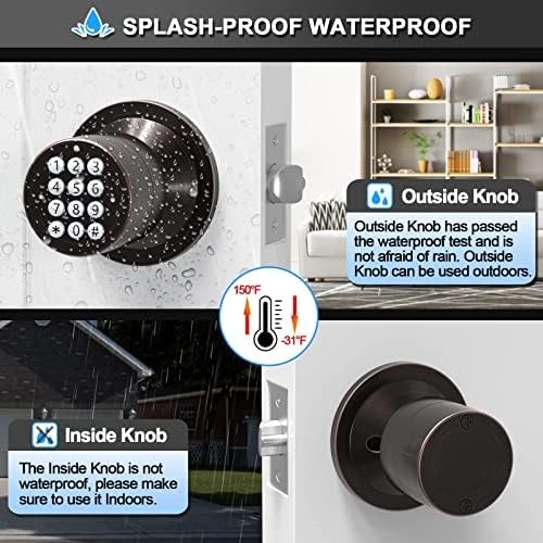 Digital Door Lock with Keypad - Electronic Door Knob for Keyless Entry - Oil ...