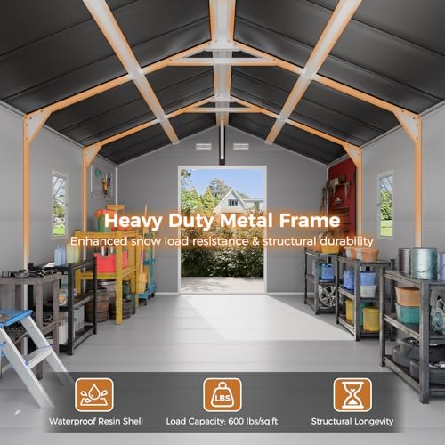 CDCASA 10x14 FT Extra Large Resin Storage Shed Floor, Heavy Duty, Dove Grey
