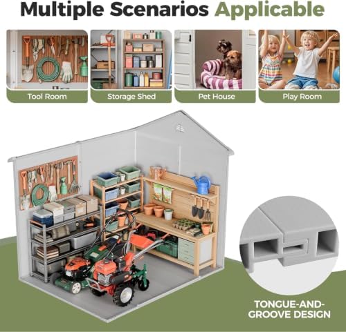 Restland 8x6 FT Resin Storage Shed with Floor & Adjustable Windows