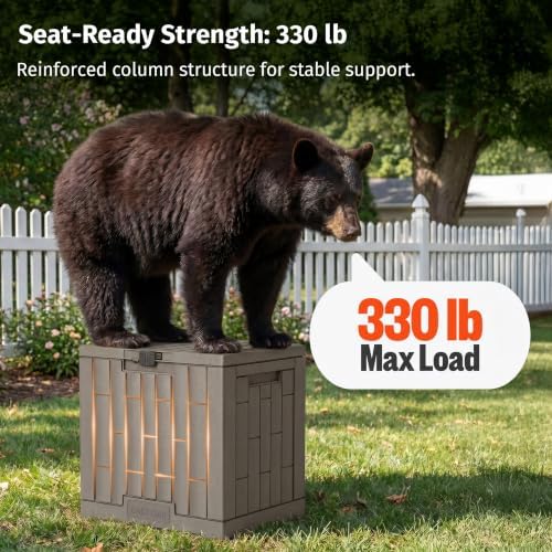EAST OAK Outdoor Storage Box, 31 Gallon Deck Box, Waterproof Resin Storage Bi...