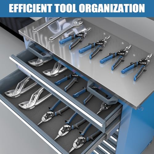 LARBANKE 7-Drawer Rolling Tool Chest with Wheels&Foot Pads,Bluetool Cabinet