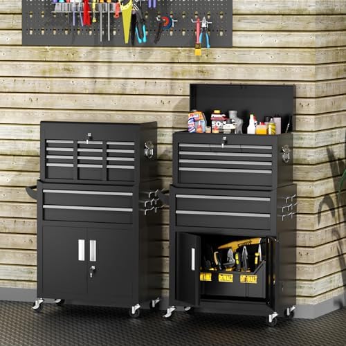INTERGREAT 8-Drawers Rolling Tool Chest, Assembled Tool Chest with Wheels, De...