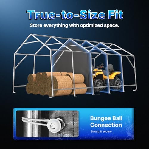 ADVANCE OUTDOOR 13x20 ft Carport 2 Roll up Doors & Vents Outdoor Portable...