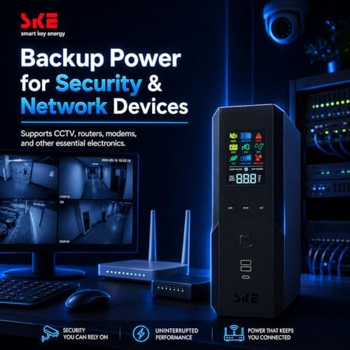 SKE 1500VA/900W Small UPS Battery Backup & Surge Protector