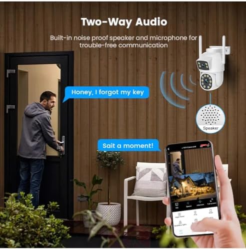 EVERSECU Dual Lens Linkage 6MP WiFi PTZ Security Camera Outdoor, 360° View, A...