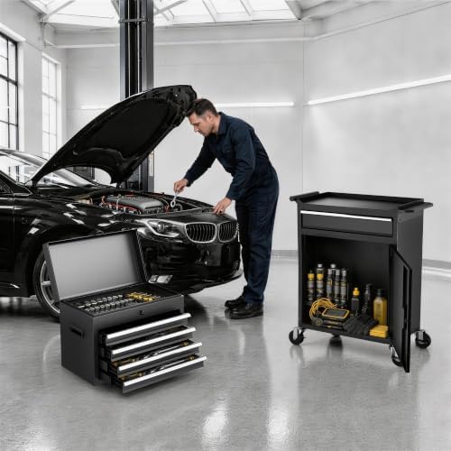 LDHTHOPI 5-Drawer Rolling Tool Chest, 3-in-1 Detachable Top Box