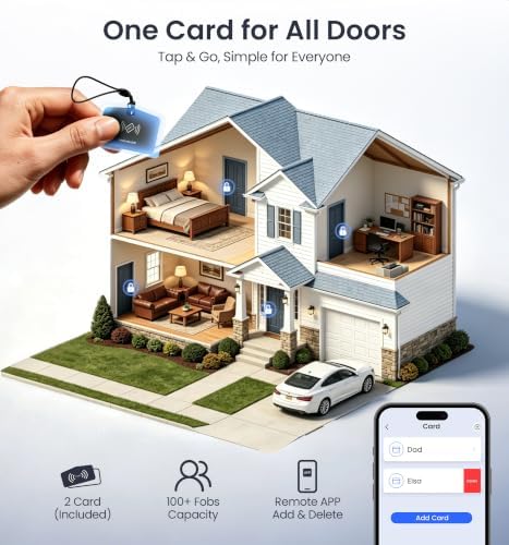 Veise VE027-L WiFi Smart Lock with Handles Set for Front Door, Satin Nickel
