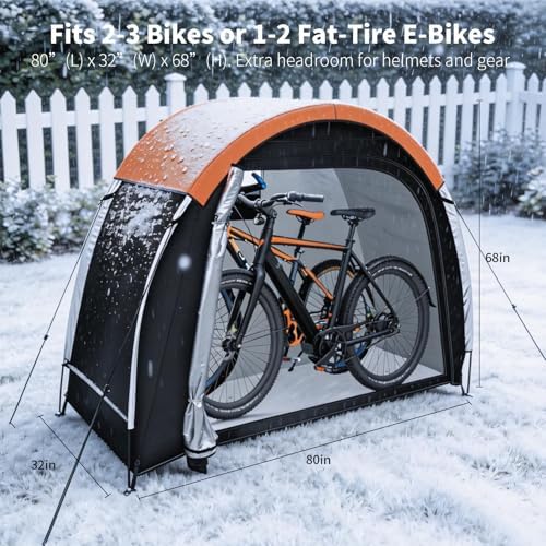 Bike Storage Tent with Rain Cover, PU5000 Waterproof 2-Bike Shed