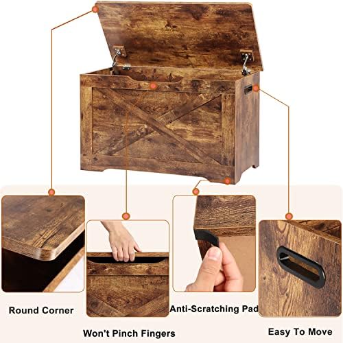 Timberer 31.5" Storage Chest, Wooden Storage Bench, Entryway Shoes Bench