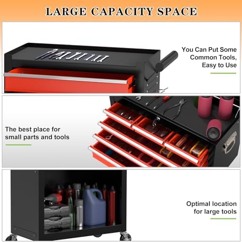 8-Drawer High Capacity Rolling Tool Chest, Removable Cabinet Storage Tool Box...