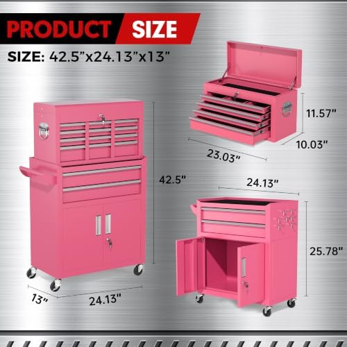 INTERGREAT Tool Chest, Tool Cabinet with 8 Drawers, Detachable Organized Tool...