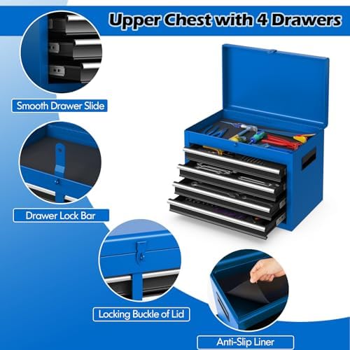DREAMADE 5-Drawer Tool Chest Combo, Rolling Tool Cabinet w/Detachable Top Too...