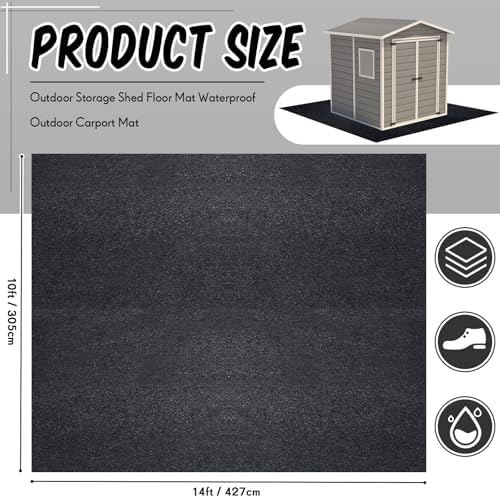 Shed Floor Mat 10 x 14 ft, PE Backing for Garage, Carport and Large Sheds