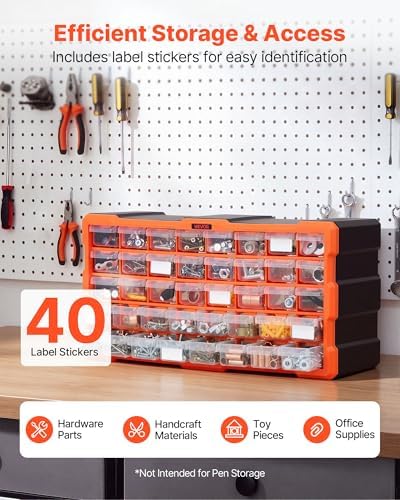 VEVOR 40-Drawer Storage Organizer, Plastic, Drawer Storage Cabinet for Garage...
