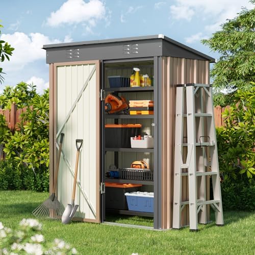 Bealife Metal Garden Tool Shed, Galvanised Steel Tool Shed, Outdoor Storage S...