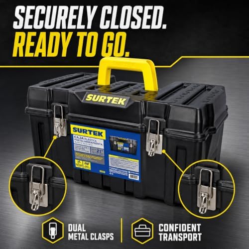 SURTEK Tool Box - 21" x 11" x 10" Mobile Tool Carrier with Mou...