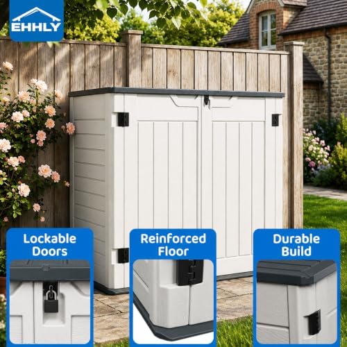 EHHLY Horizontal Resin Storage Shed, 35 Cuft Garden Tool Sheds & Outdoor ...