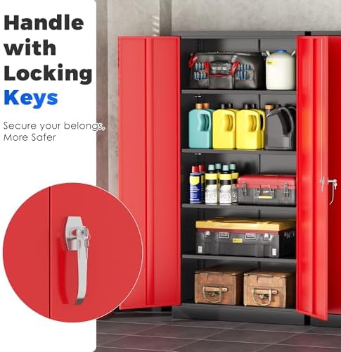 INTERGREAT Metal Garage Storage Cabinet with Lock, 72" Storage Cabinet w...