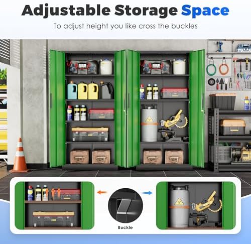 INTERGREAT Storage Cabinet with Doors and Shelves, Metal Garage Storage Cabin...