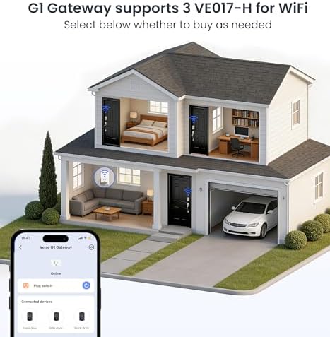 Veise VE017-H 8-in-1 Fingerprint Smart Front Door Lock Set, Satin Nickel