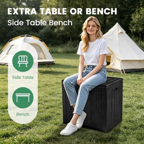 30 Gallon Outdoor Storage Box, Waterproof Resin Deck Box with Side Handles, L...