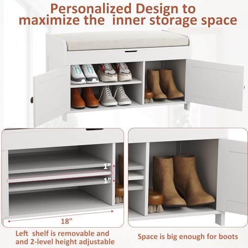 HOMEFORT 30" Shoe Bench with Lift Top Storage, Entryway Bench with Cushi...