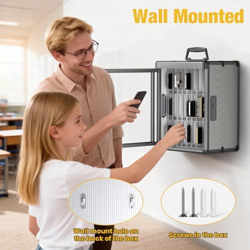 Glosen 24 Slots Cell Phone Storage Locker for Classroom, Portable Phone Locke...