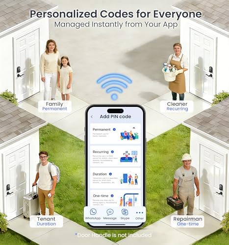 Veise VE012W WiFi Fingerprint Smart Lock for Front Door, Matte Black