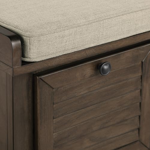 OSP Home Furnishings Dover Coastal Lift-Top Storage Bench with Shutter Face S...
