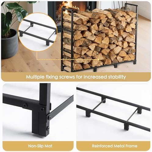 facka 4FT Firewood Rack Outdoor, Metal Wood Rack