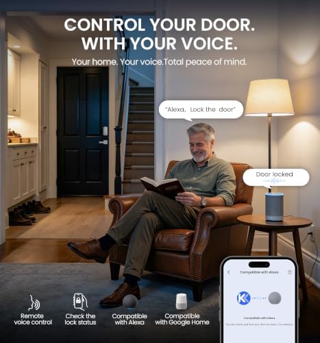Veise VE012W-H Wi-Fi Smart Front Door Lock Set with Handle, Satin Nickel