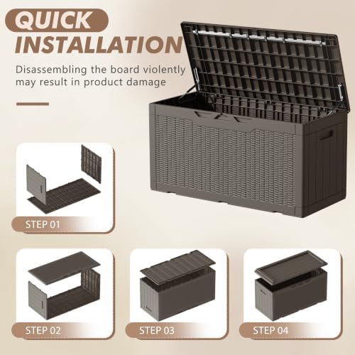 Devoko 100 Gallon Deck Box Waterproof Outdoor Storage Box with Cushion