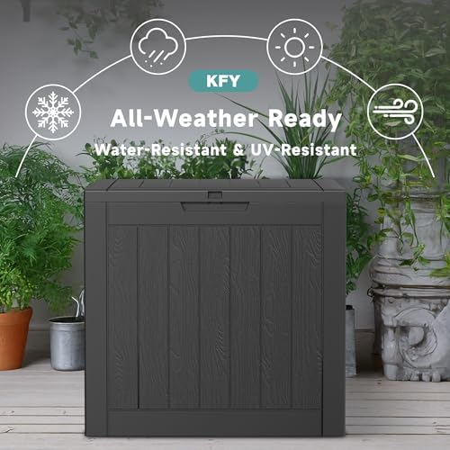 30 Gallon Waterproof Resin Deck Box, UV Resistant Outdoor Storage for Garden,...