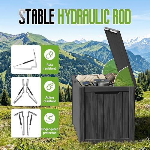 200 Gallon Outdoor Storage Deck Box Waterproof Resin Lockable Outside Bench P...