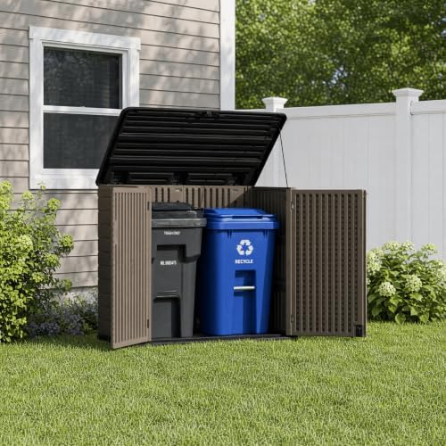 ADDOK Outdoor Storage Cabinet, 48 Cu.Ft Horizontal Resin Storage Shed