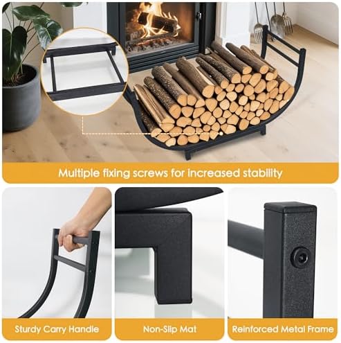 facka 30 Inch Firewood Rack Outdoor Metal Wood Rack