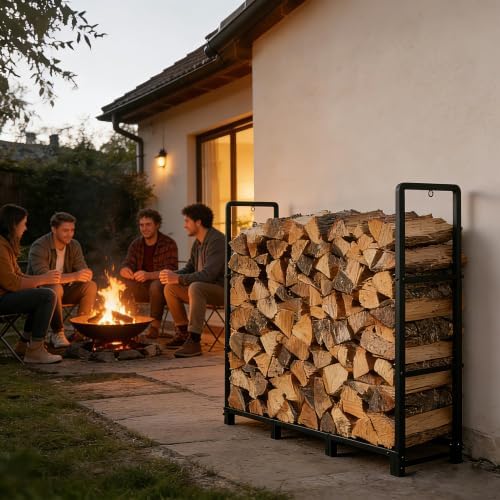 facka 4FT Firewood Rack Outdoor, Metal Wood Rack