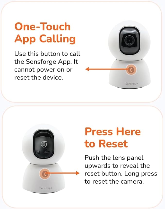 Sensforge 2.5K White Indoor Pan-Tilt Dome Security Camera, AI Human & Pet...