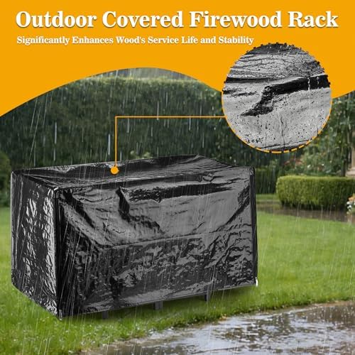 facka 40 Inch Firewood Rack Outdoor with Cover, Metal Wood Rack