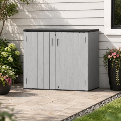 ADDOK Outdoor Storage Cabinet, 37 Cu.Ft Horizontal Resin Storage Shed