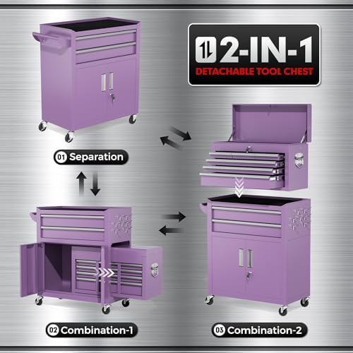 INTERGREAT 8 Drawers Tool Chest, 42'' Large Rolling Tool Chest with D...