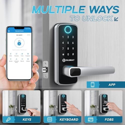 Smart Door Lock, OLUMAT Keyless Entry Door Lock Fingerprint Door Lock with Ke...