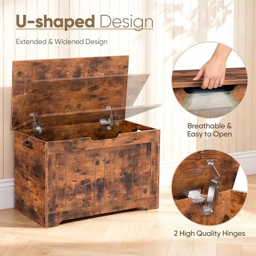 SUPER DEAL Storage Chest, 30 inches Chest Box Organizer with 2 Safety Hinges,...