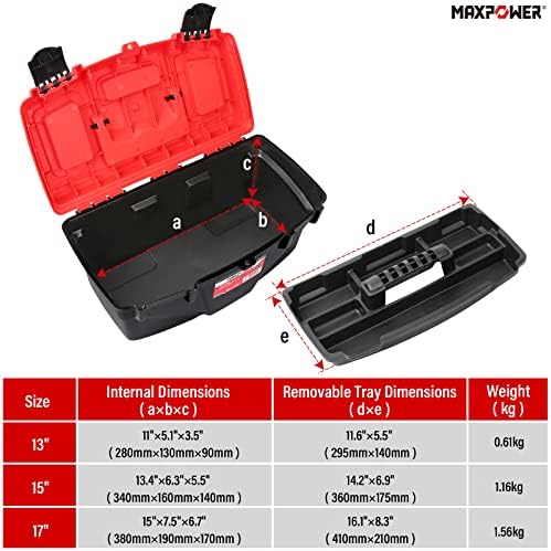 MAXPOWER 3-Piece Tool Box Set 13" 15" 17" Portable Tool Storag...