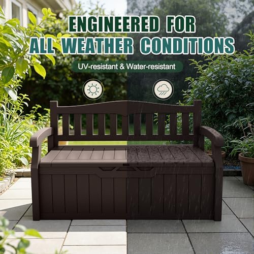 Devoko 80 Gallon Storage Bench Deck Box Waterproof&Lockable